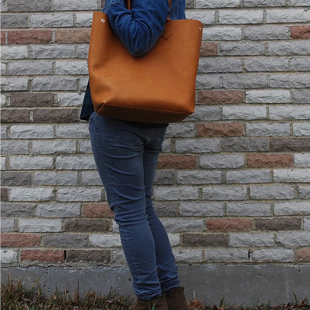 Large Leather Tote Bubo Handmade - Picture 5 of 5